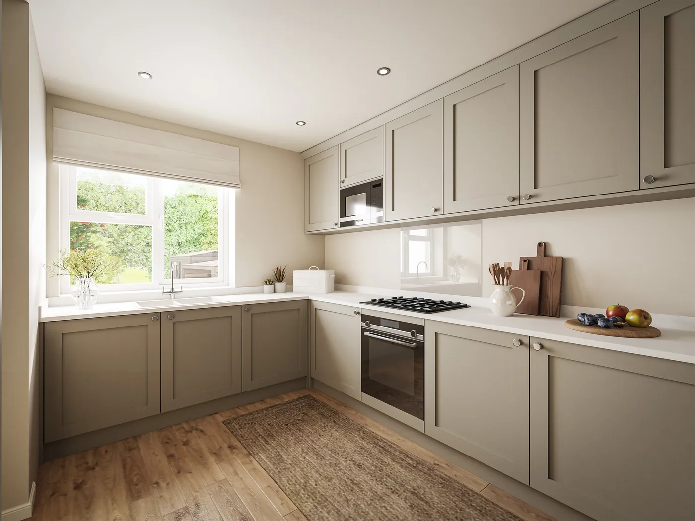 Shaker-style kitchen with integrated appliances, Unit B