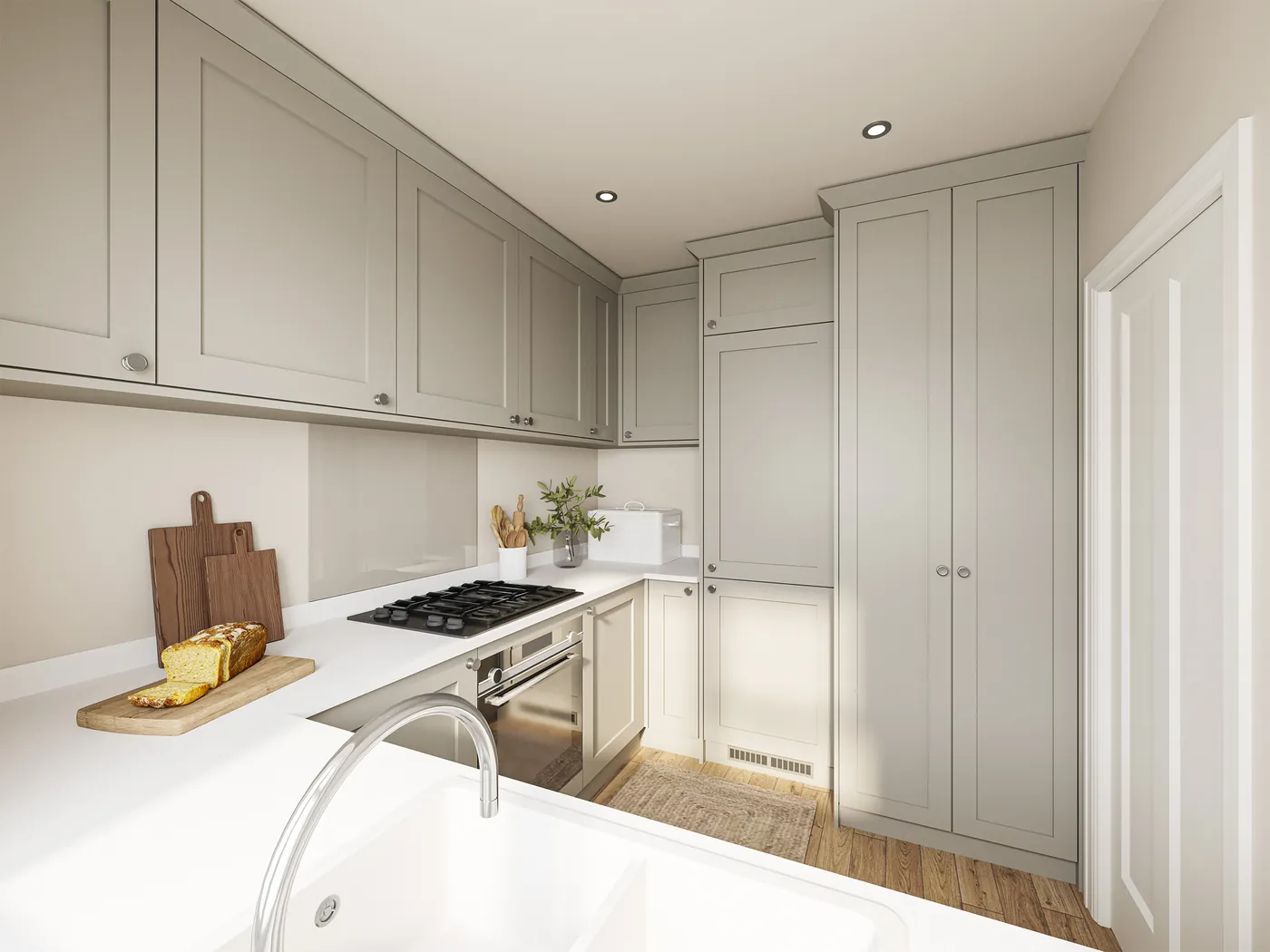 Shaker-style kitchen with integrated appliances, Unit C